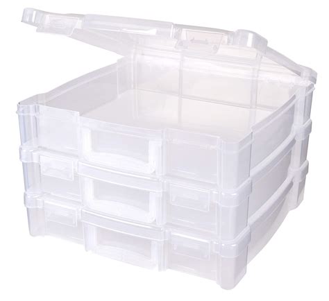 clear plastic cube box metal handle craft|wayfair craft container handles.